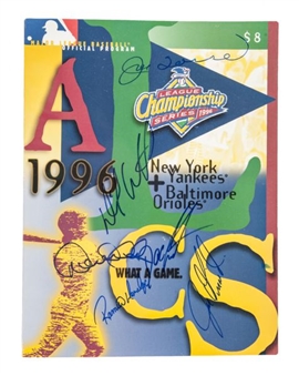 1996 ALCS Official Program Signed By Six Including Jeter
